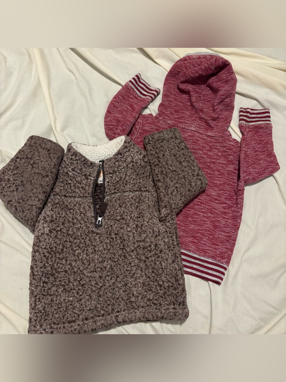 wonder nation Brown Sherpa Pullover & Maroon Hoodie Set